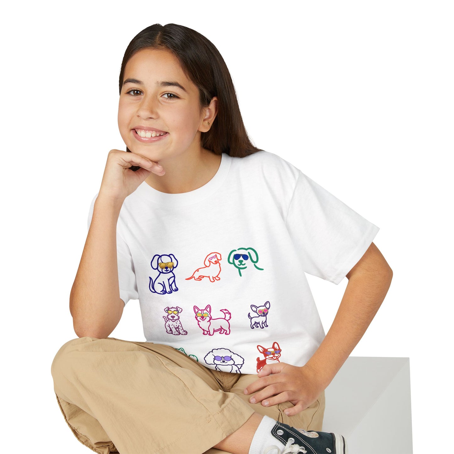 Kids' Colorful Puppy Sketch T‑Shirt — Cute Multicolor Dog Print for Children
