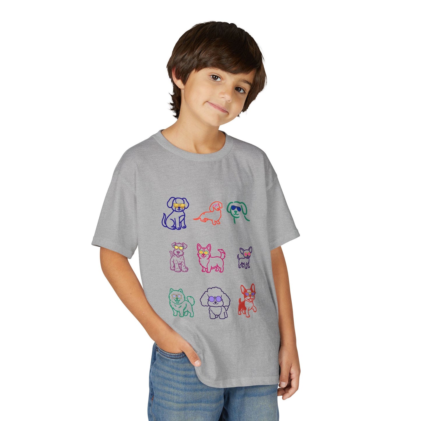 Kids' Colorful Puppy Sketch T‑Shirt — Cute Multicolor Dog Print for Children