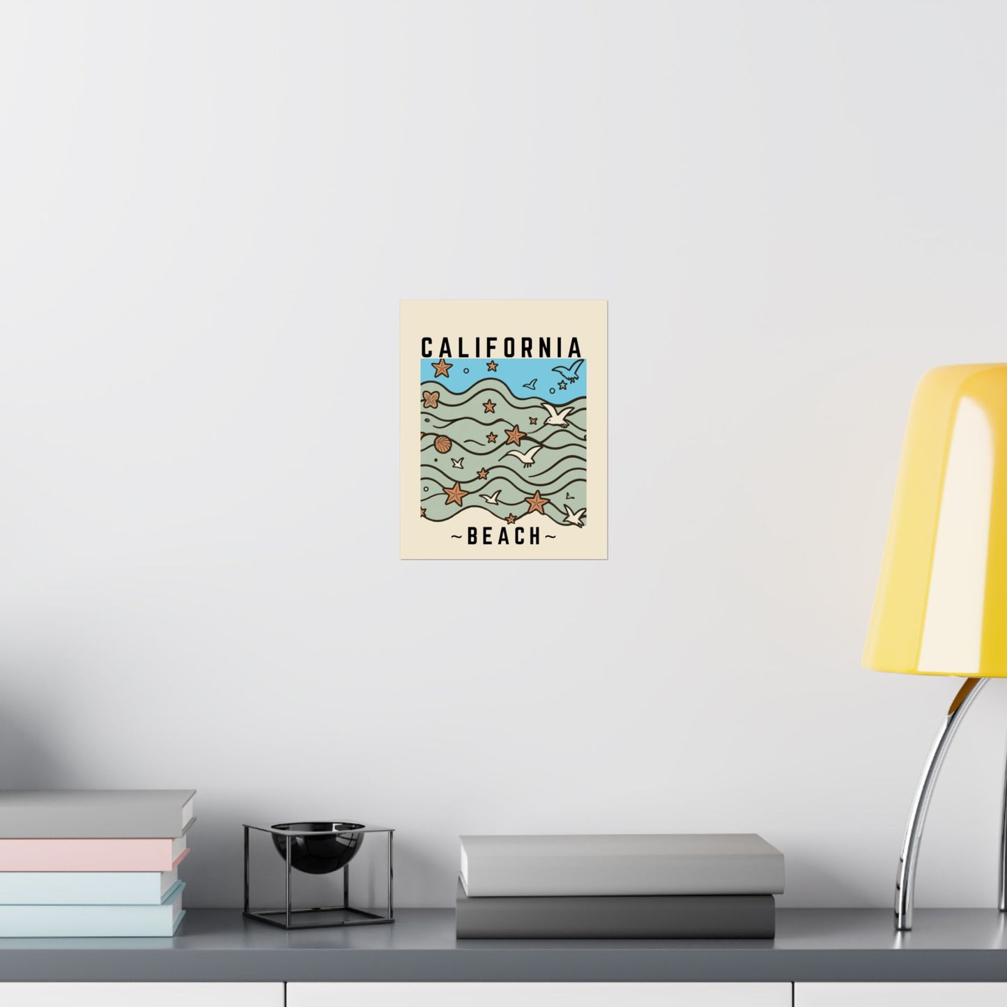 California Beach Poster — Vintage Seaside Matte Print