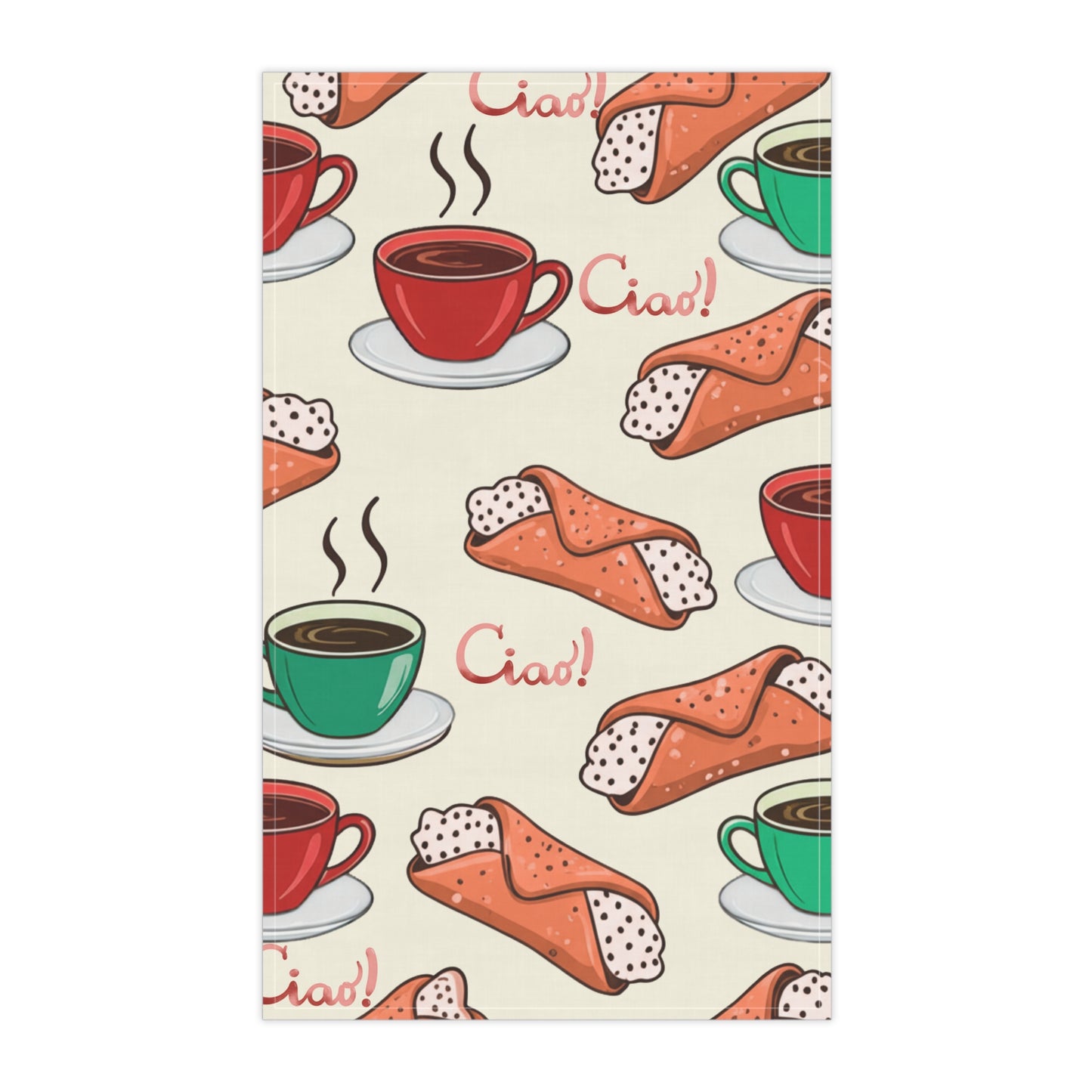 Italian Coffee & Cannoli Tea Towel — Ciao Espresso Kitchen Towel