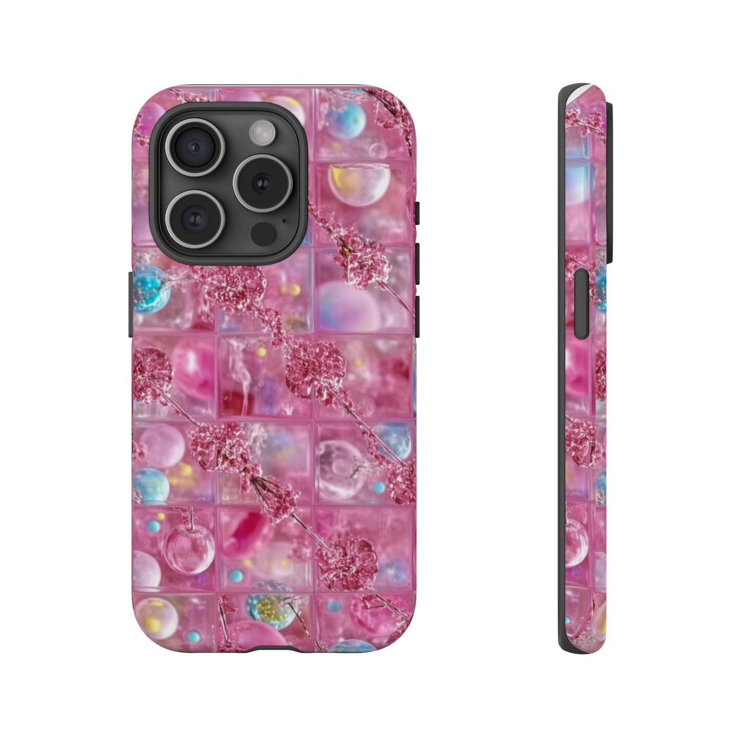 Pink Glitter Bubble Phone Case — Sparkle Protective Tough Case