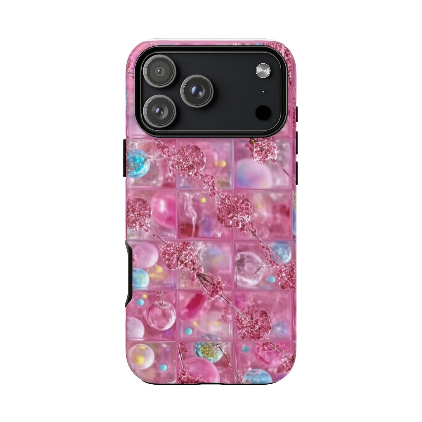 Pink Glitter Bubble Phone Case — Sparkle Protective Tough Case