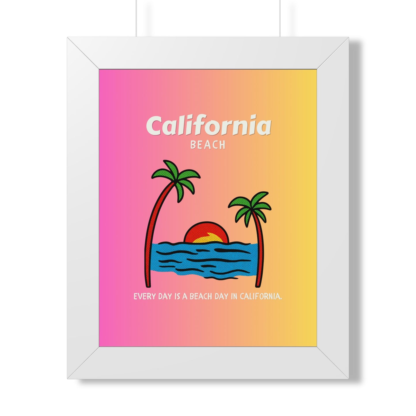 California Beach Framed Poster — Sunset Palm Wall Art
