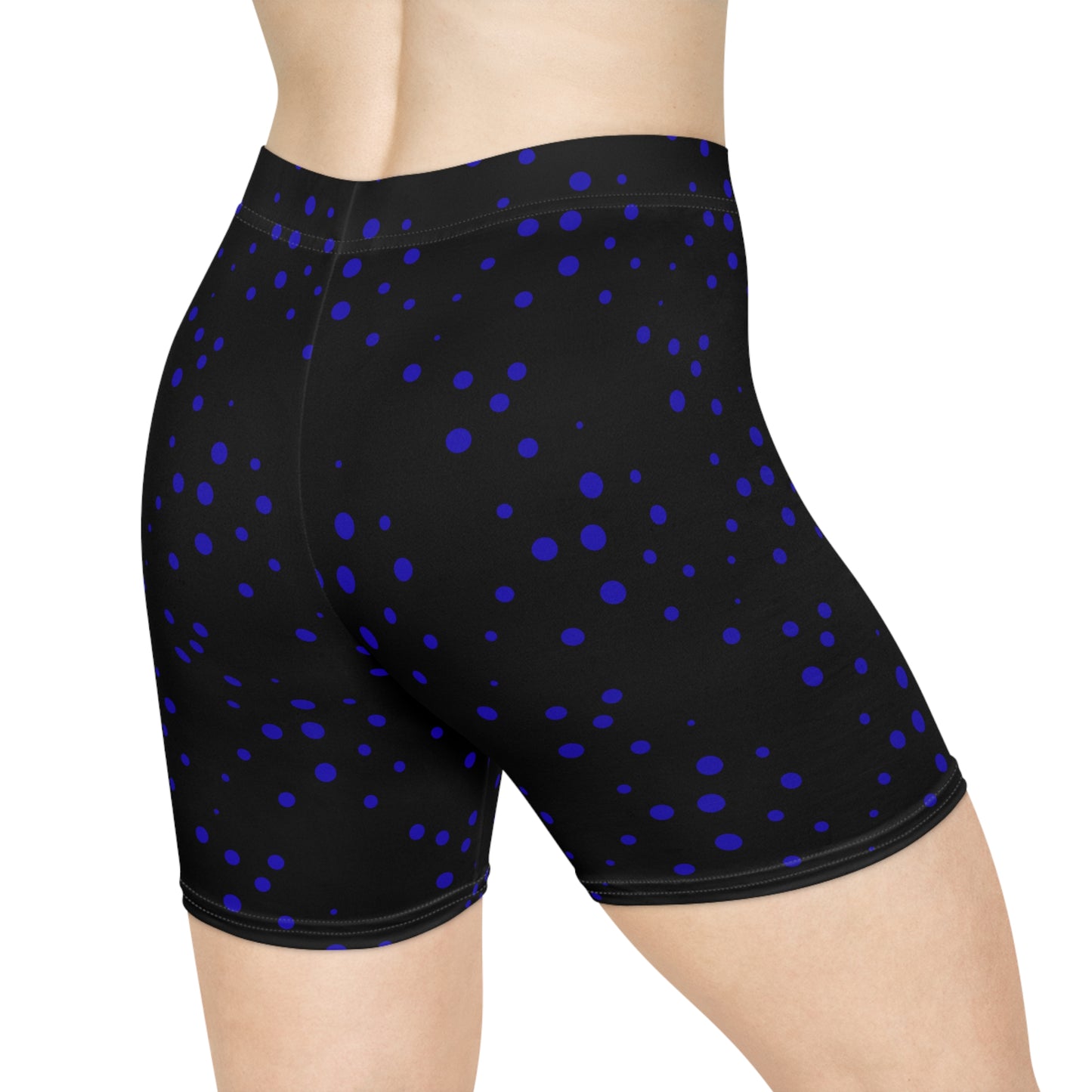 Blue Stamp Dot Biker Shorts — Women's Activewear