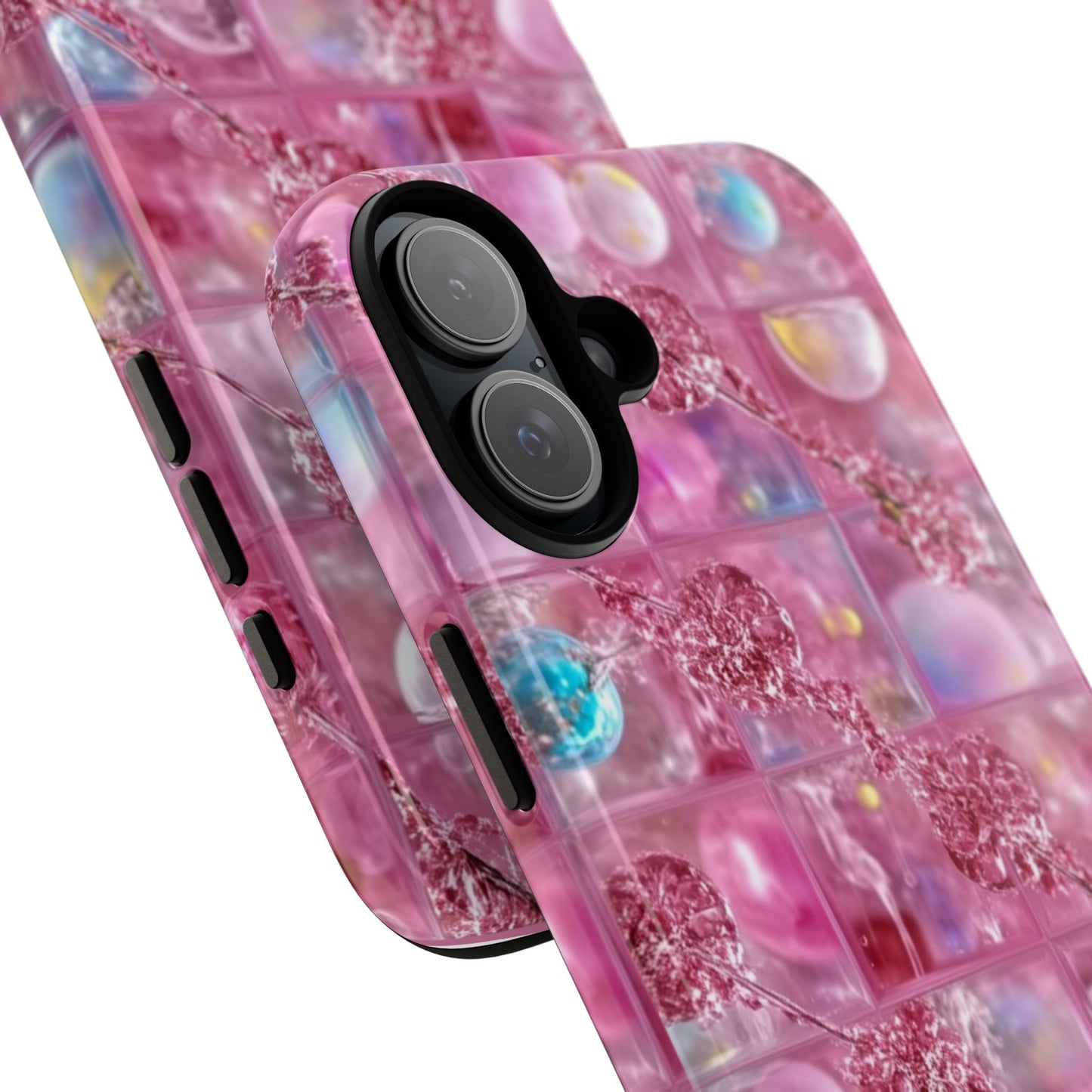Pink Glitter Bubble Phone Case — Sparkle Protective Tough Case