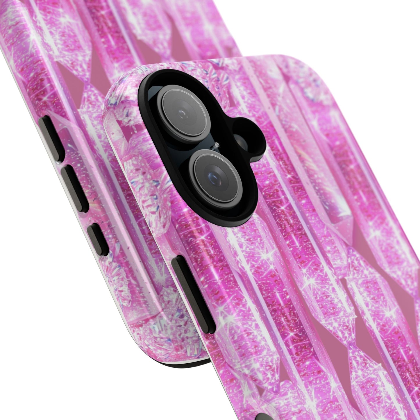 Pink Crystal Pattern Tough Phone Case — Sparkling Gemstone Protective Cover