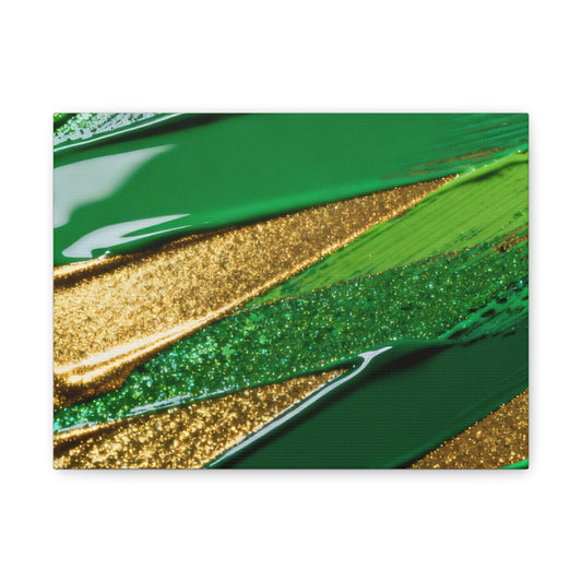 Green & Gold Abstract Canvas Wall Art — Matte Stretched Canvas