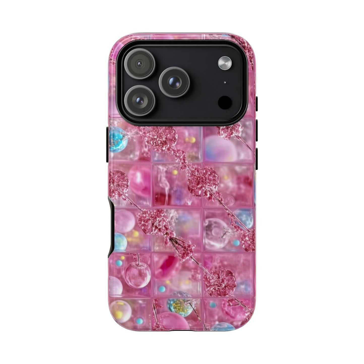 Pink Glitter Bubble Phone Case — Sparkle Protective Tough Case