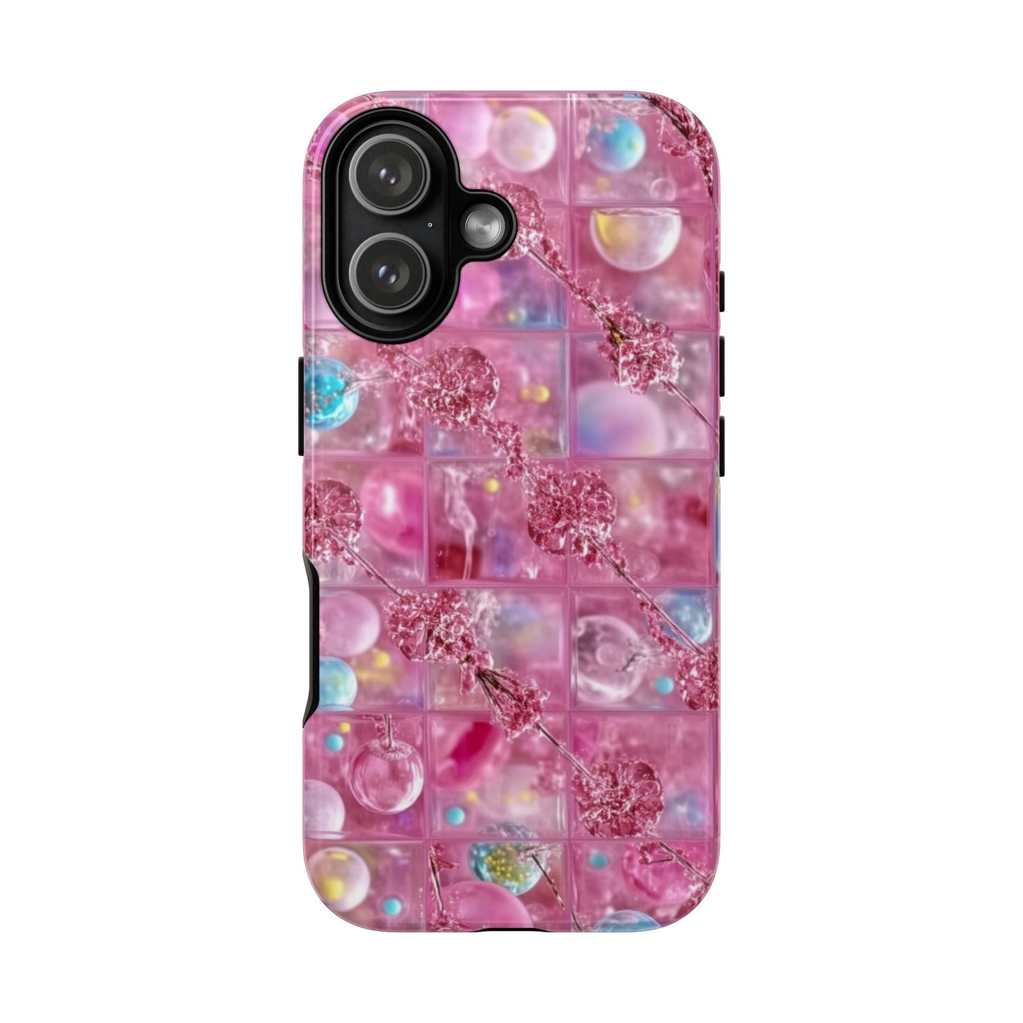 Pink Glitter Bubble Phone Case — Sparkle Protective Tough Case