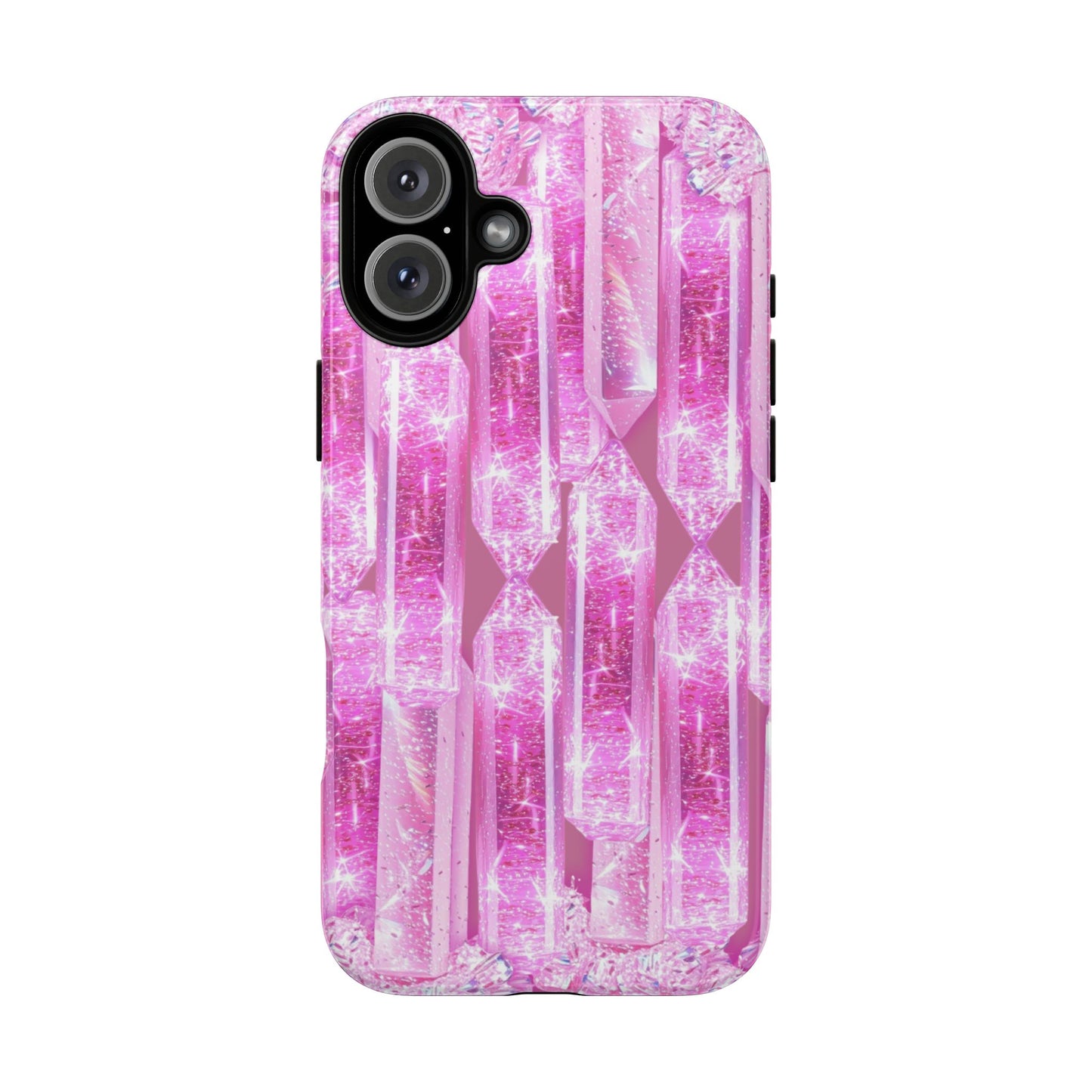 Pink Crystal Pattern Tough Phone Case — Sparkling Gemstone Protective Cover