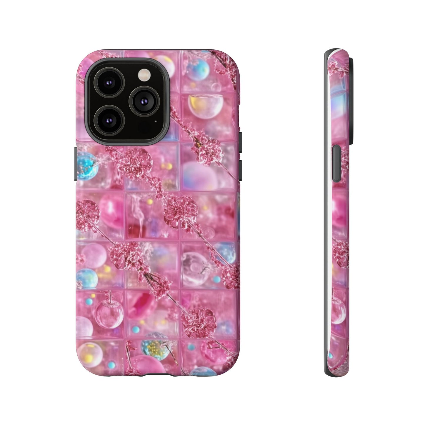 Pink Glitter Bubble Phone Case — Sparkle Protective Tough Case