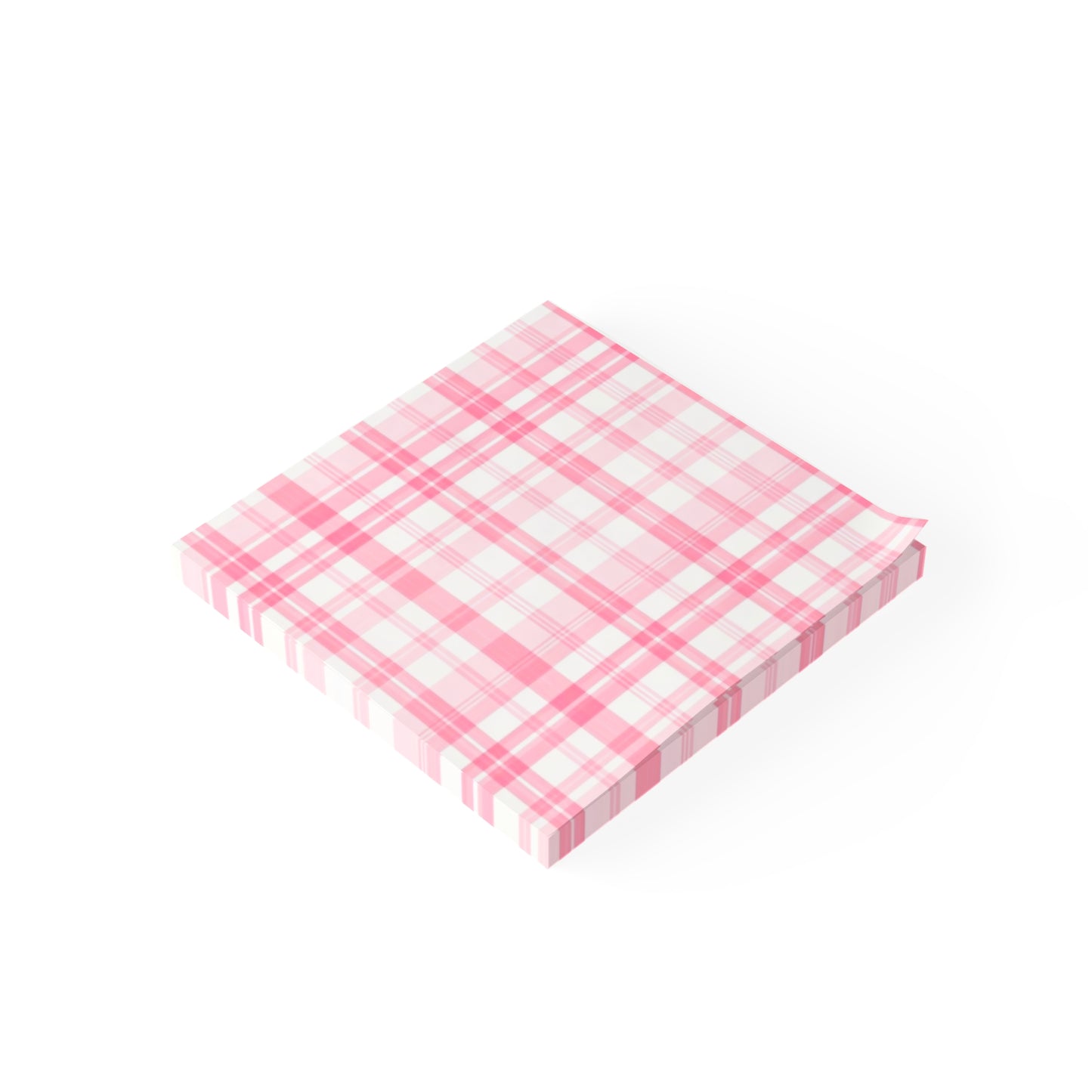 Pink Plaid Post-it Note Pads — Cute Stationery Sticky Notes for School, Desk & Gifts