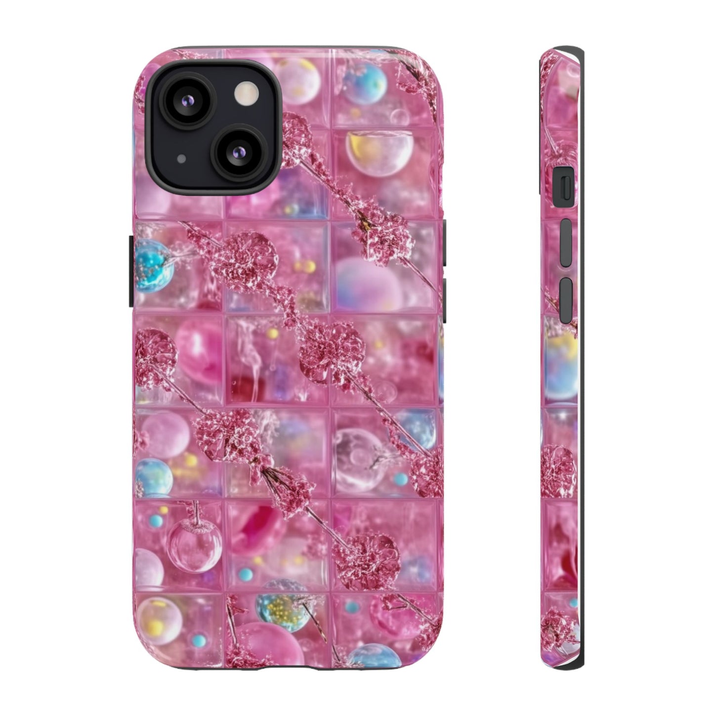 Pink Glitter Bubble Phone Case — Sparkle Protective Tough Case