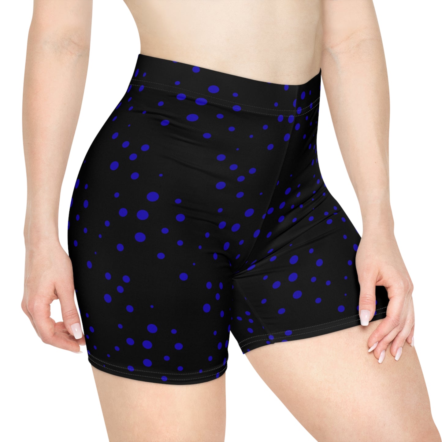 Blue Stamp Dot Biker Shorts — Women's Activewear