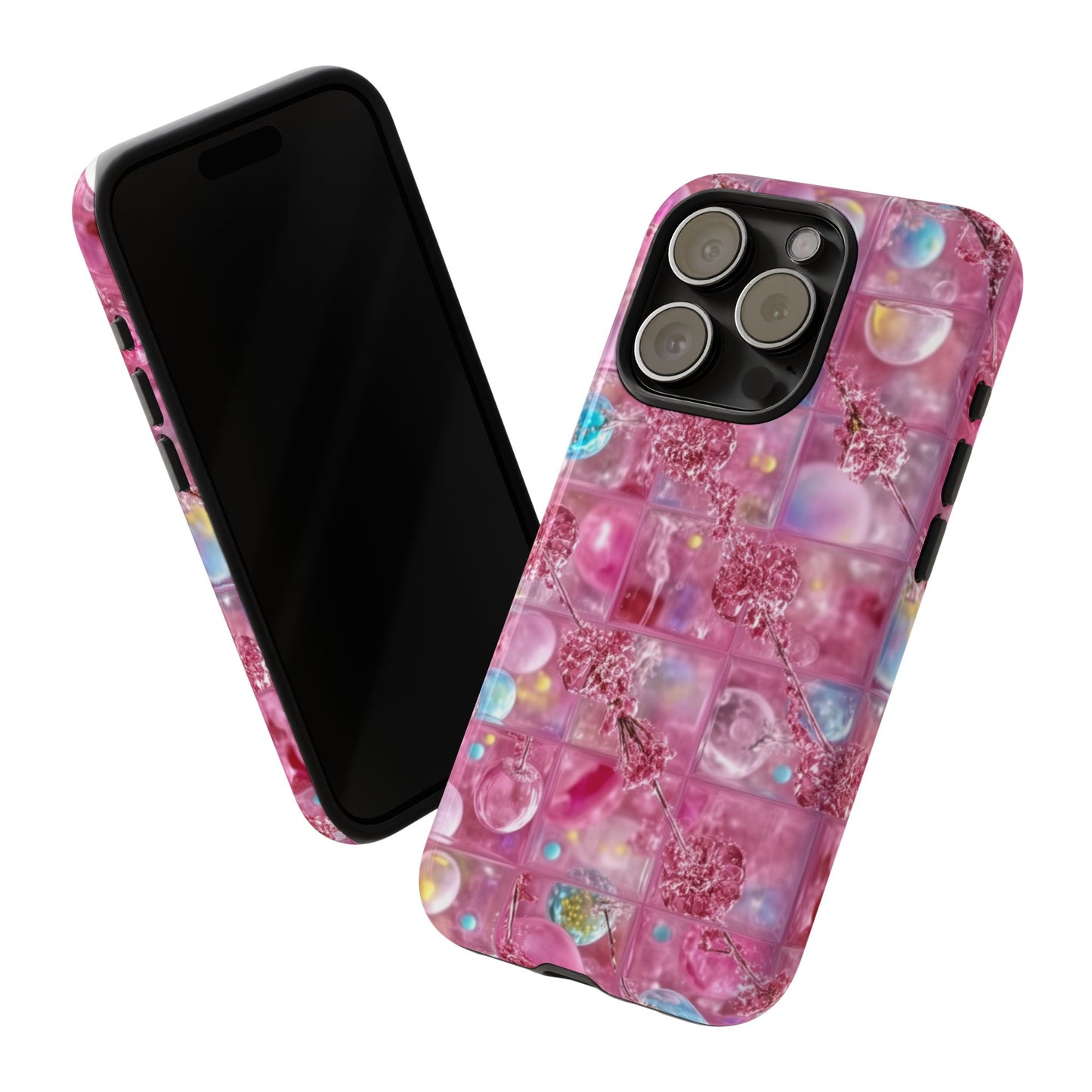 Pink Glitter Bubble Phone Case — Sparkle Protective Tough Case