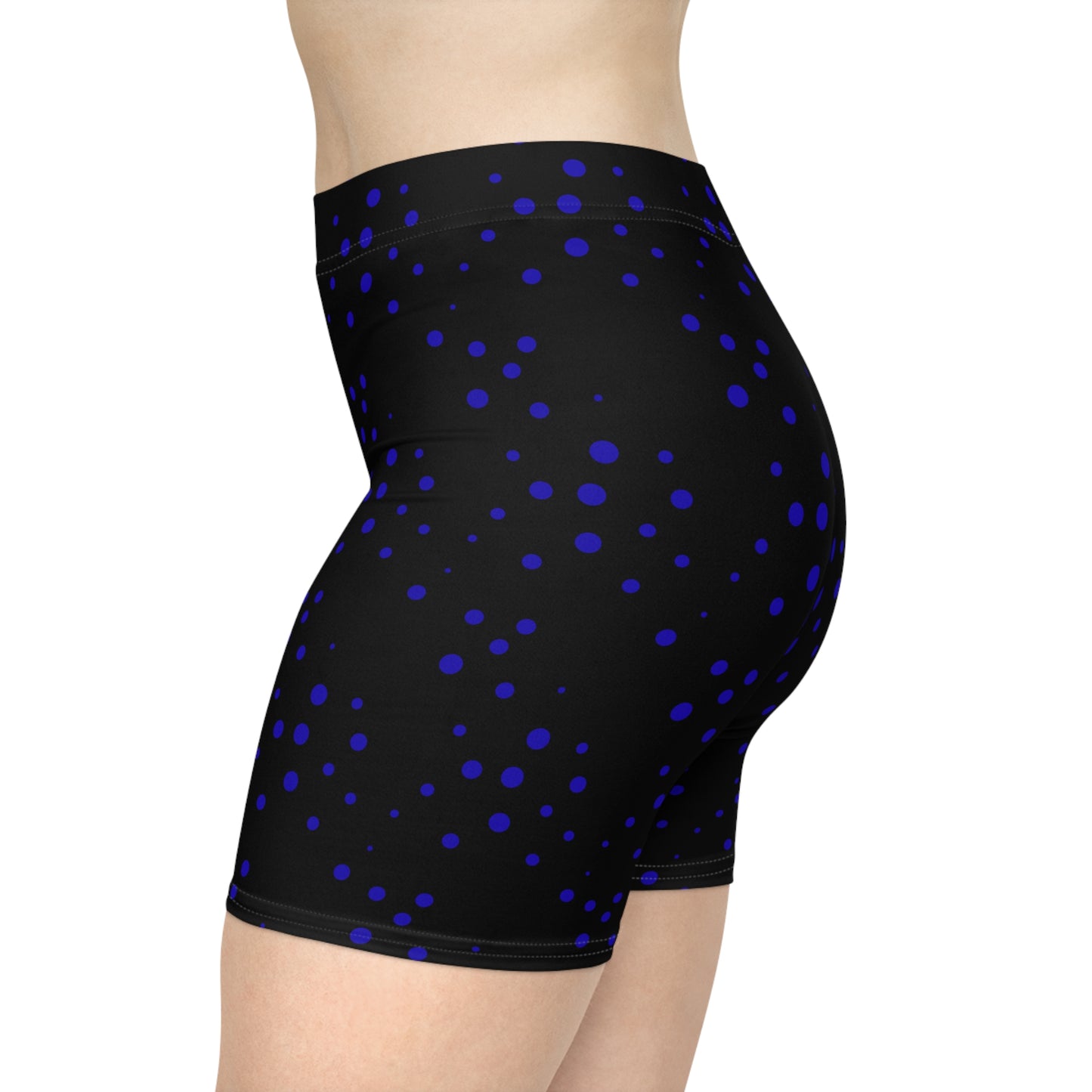 Blue Stamp Dot Biker Shorts — Women's Activewear