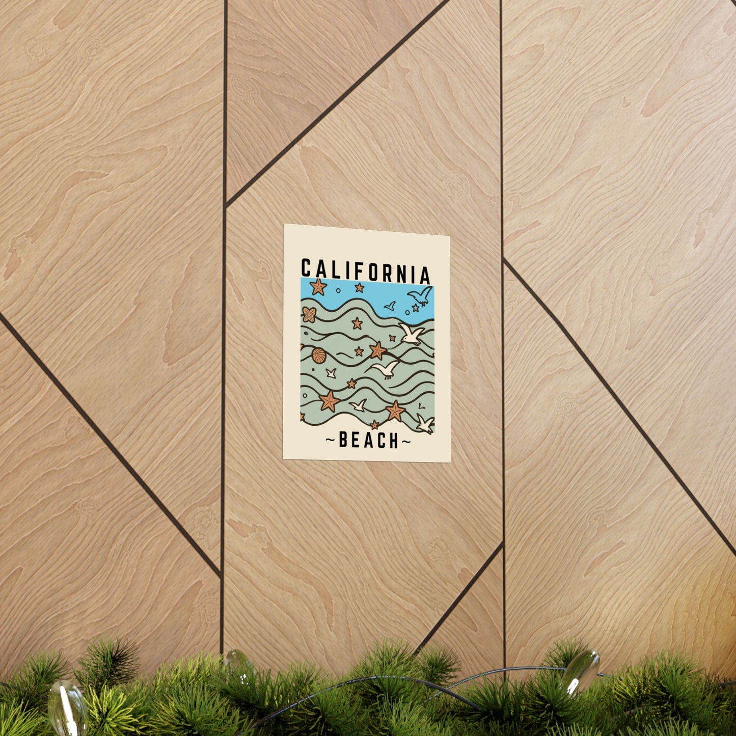 California Beach Poster — Vintage Seaside Matte Print