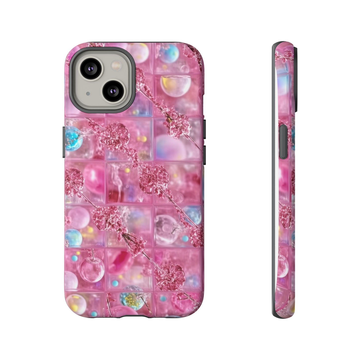 Pink Glitter Bubble Phone Case — Sparkle Protective Tough Case