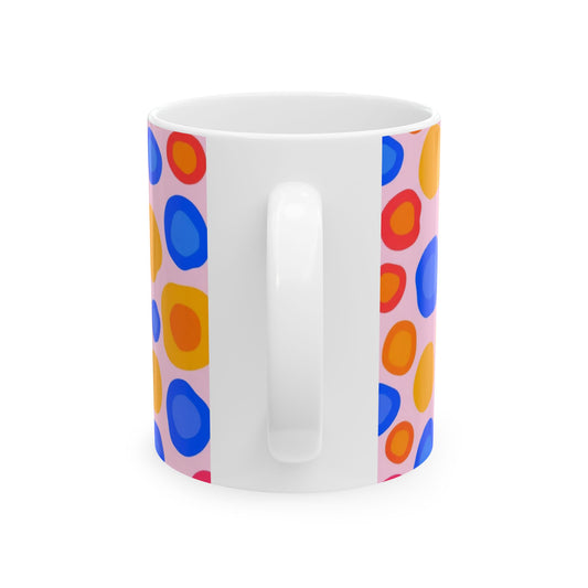 Colorful Abstract Dot Ceramic Mug — Bright Pop Art Coffee Cup (11oz/15oz)