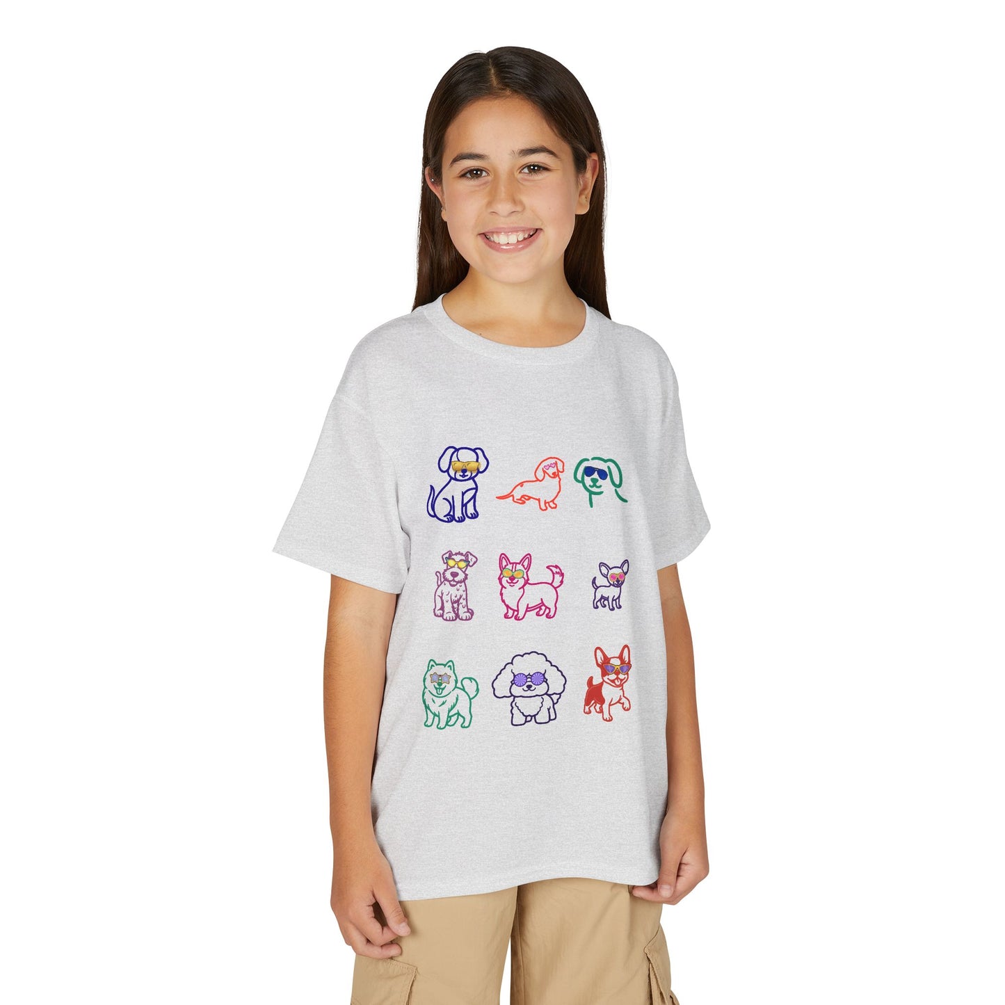 Kids' Colorful Puppy Sketch T‑Shirt — Cute Multicolor Dog Print for Children