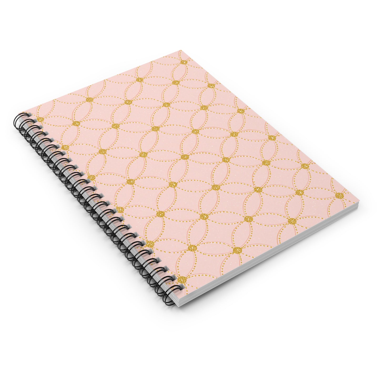 Pink Gold Geometric Spiral Notebook — Ruled Journal for Notes & Planning