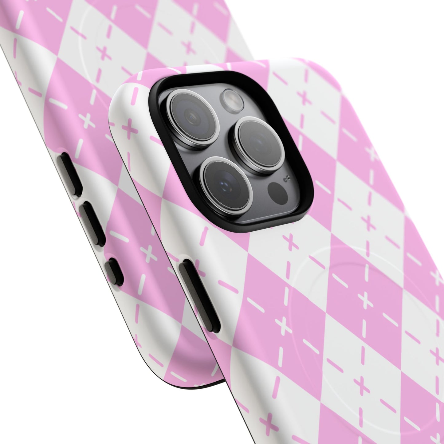 Pink Argyle Tough Magnetic Phone Case — Protective Magnetic Snap Cover