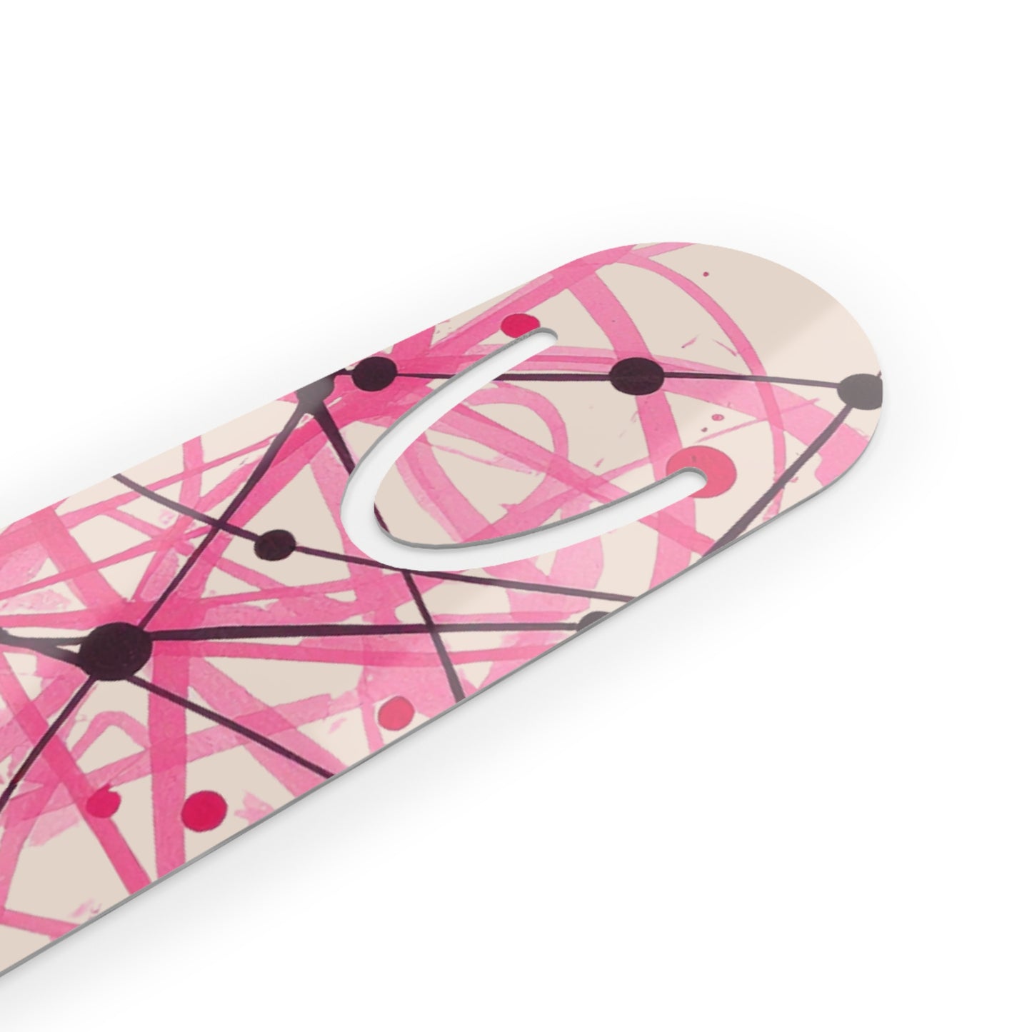 Abstract Pink Scribble Metal Bookmark — Modern Art Reading Accessory