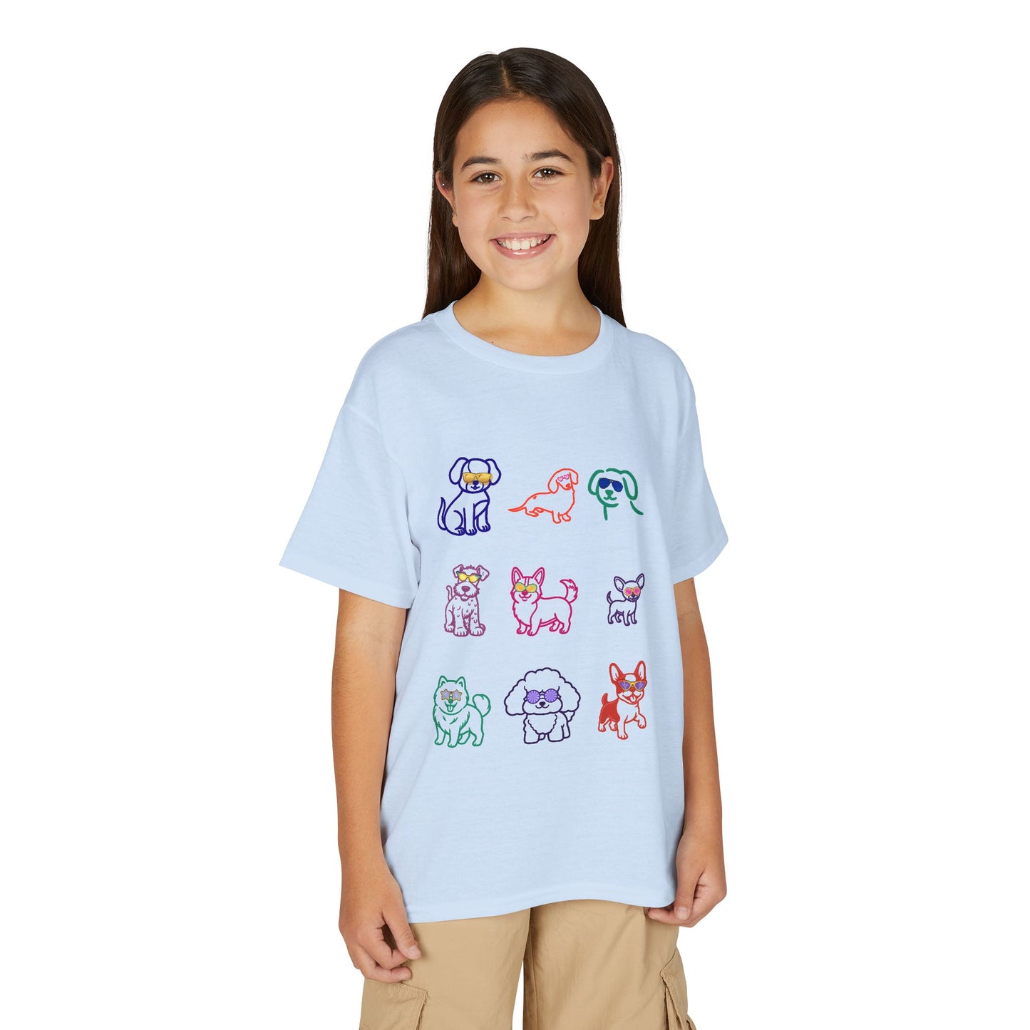 Kids' Colorful Puppy Sketch T‑Shirt — Cute Multicolor Dog Print for Children