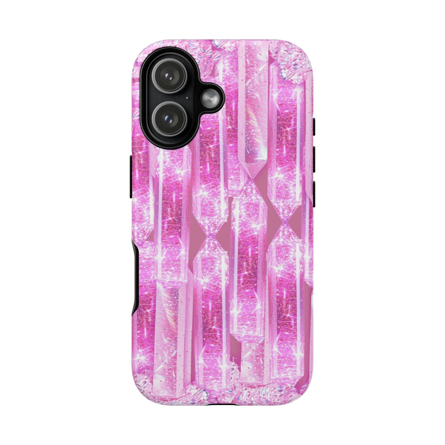 Pink Crystal Pattern Tough Phone Case — Sparkling Gemstone Protective Cover