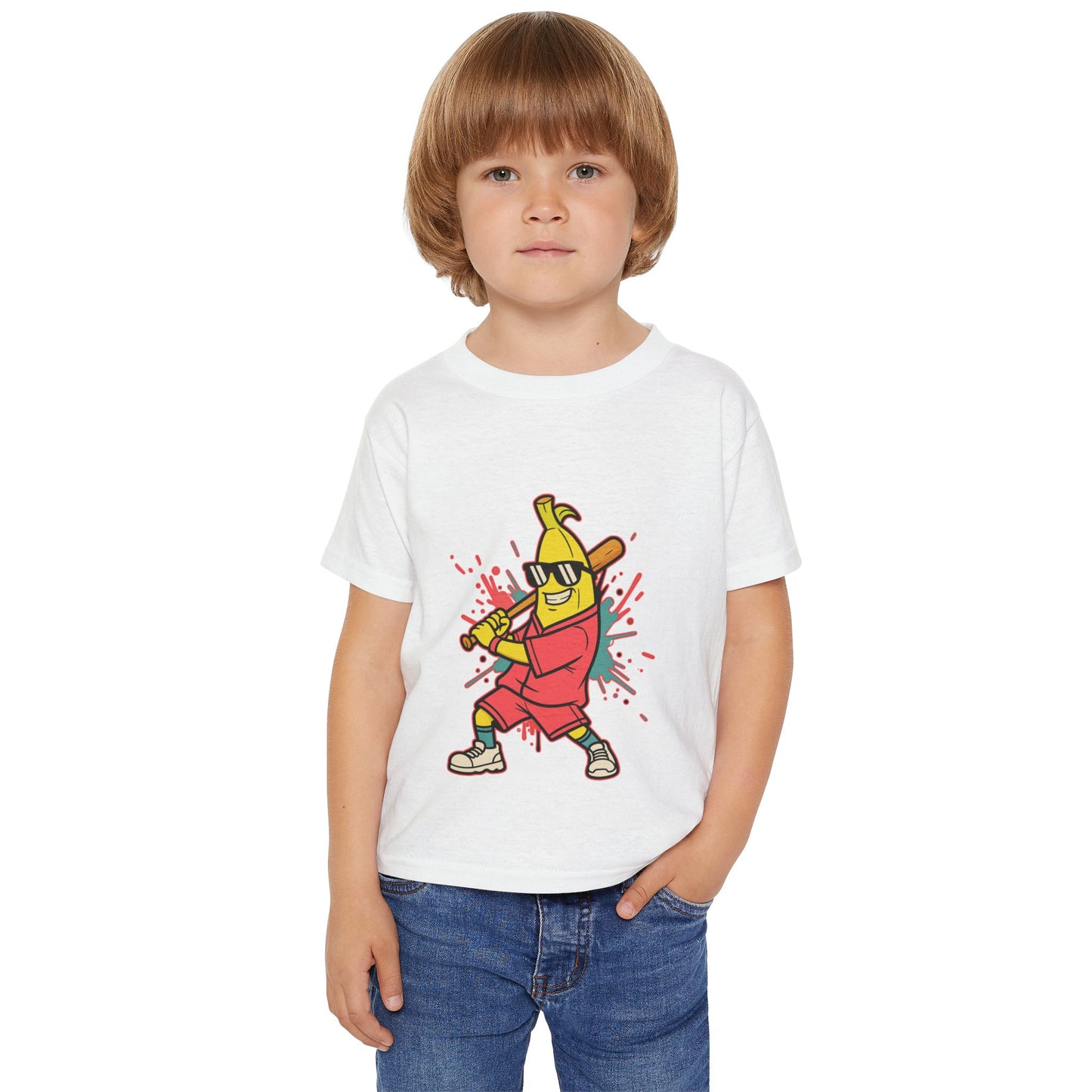 Toddler T‑Shirt — Cool Banana Baseball Player Graphic Tee for Kids