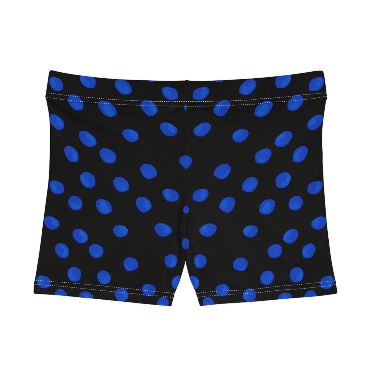 Blue Polka Dot Women's Athletic Shorts — Stretch AOP Performance Shorts