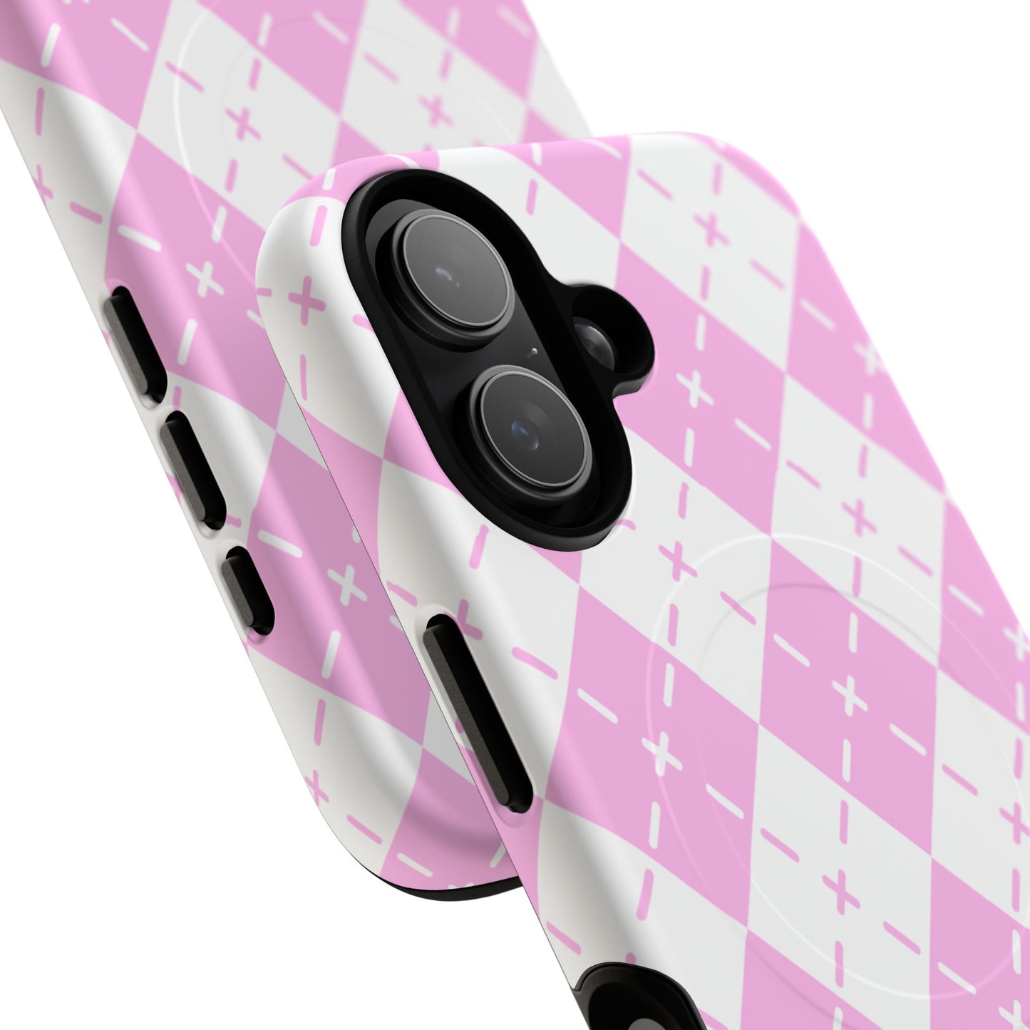 Pink Argyle Tough Magnetic Phone Case — Protective Magnetic Snap Cover