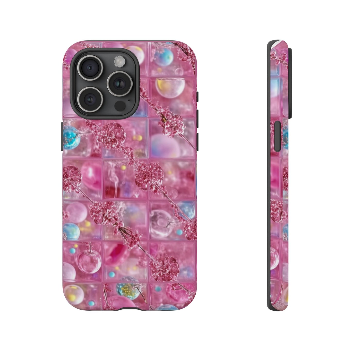Pink Glitter Bubble Phone Case — Sparkle Protective Tough Case