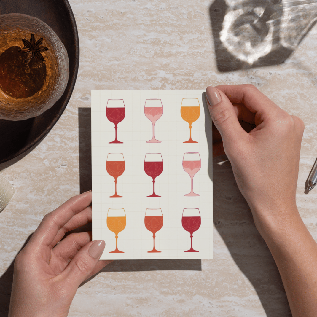 Blank Note Card - Puggle Mom, Wine or Frogs | With Envelope or Magnetic Frame