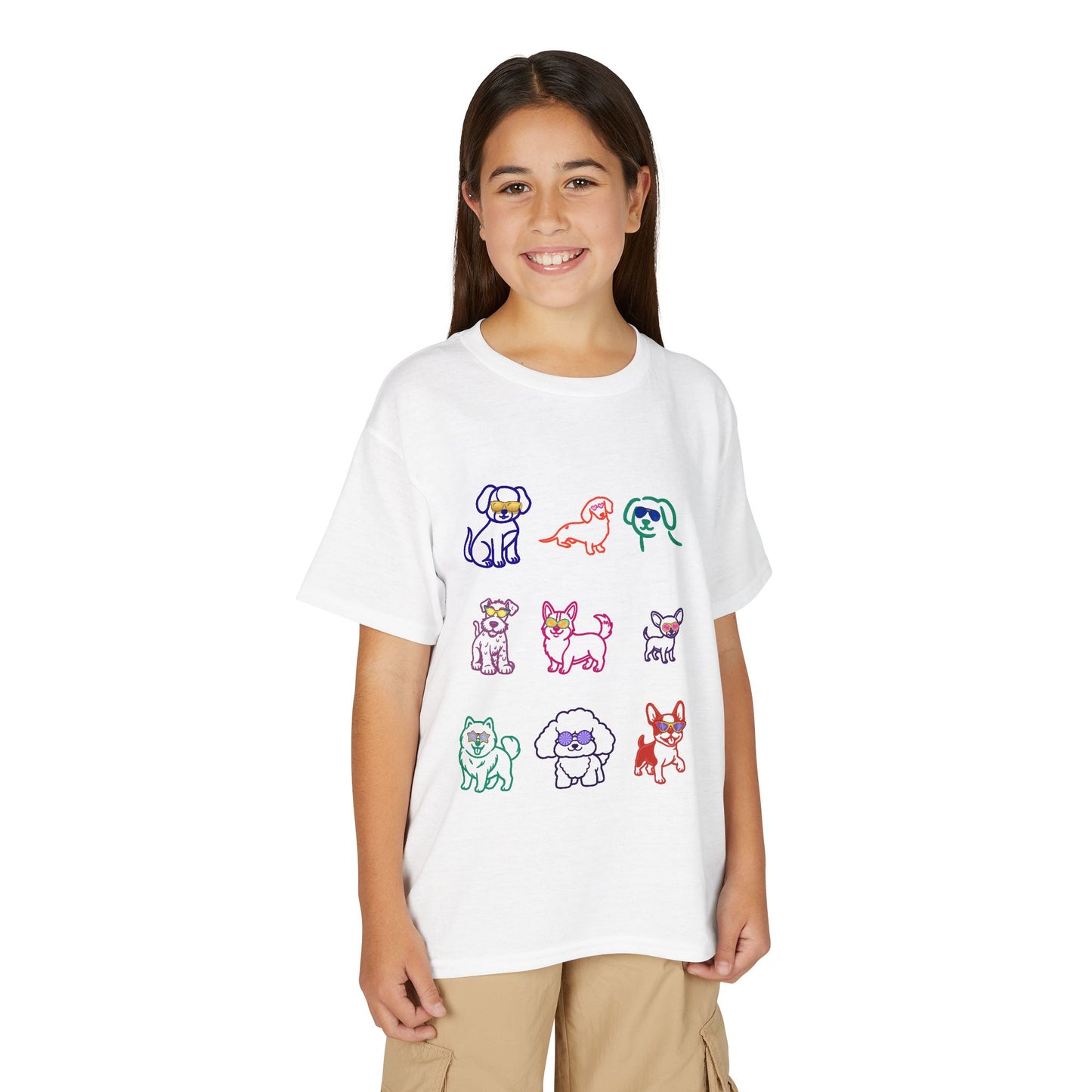 Kids' Colorful Puppy Sketch T‑Shirt — Cute Multicolor Dog Print for Children