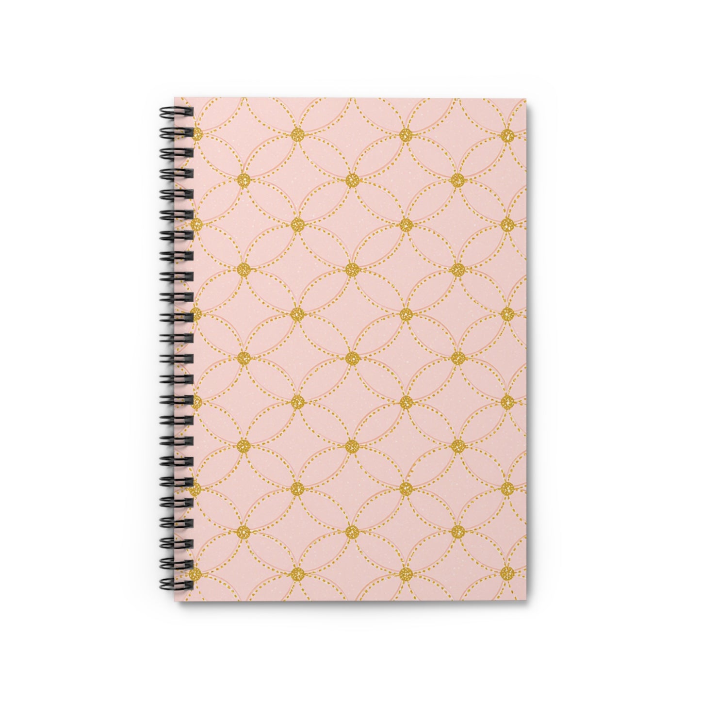 Pink Gold Geometric Spiral Notebook — Ruled Journal for Notes & Planning