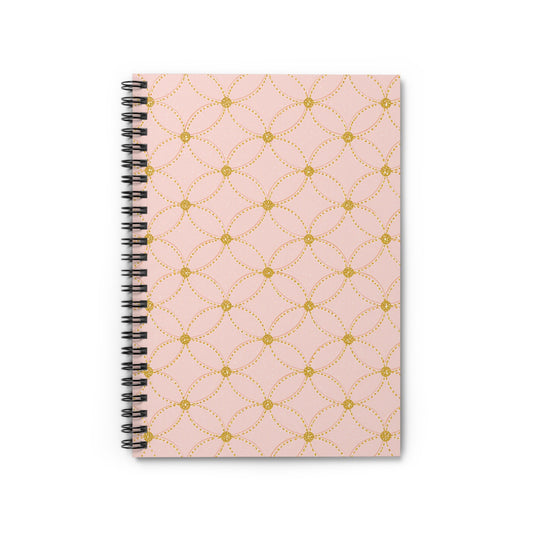 Pink Gold Geometric Spiral Notebook — Ruled Journal for Notes & Planning