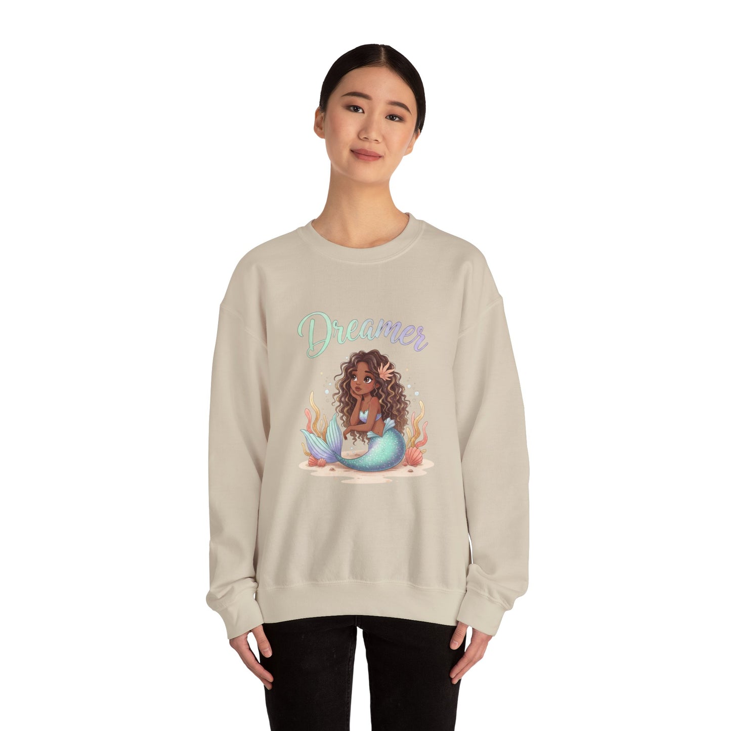 Dreamer Mermaidcore Sweatshirt | iridescent ocean gradient, shell motif