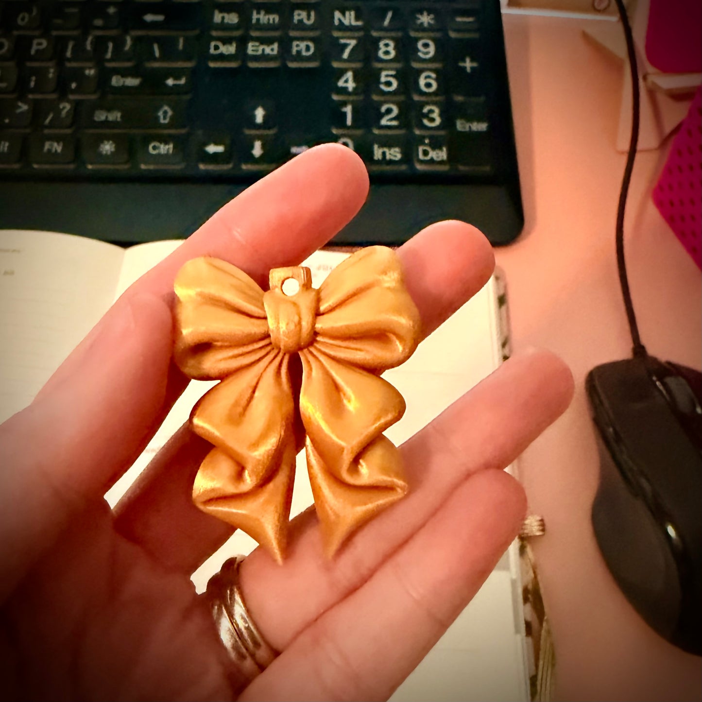 Puffy Bow Satin Handbag Charm / Keychain