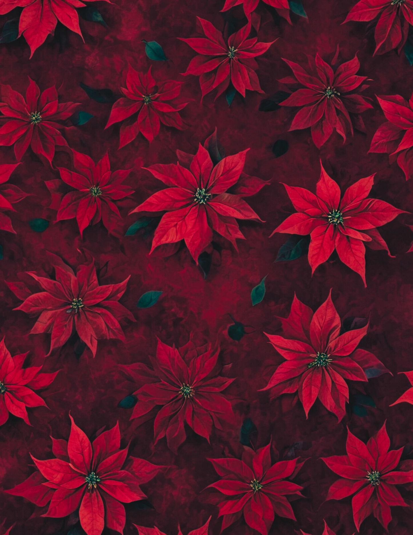 Magnetic Locker Wallpaper - Red Christmas Flowers