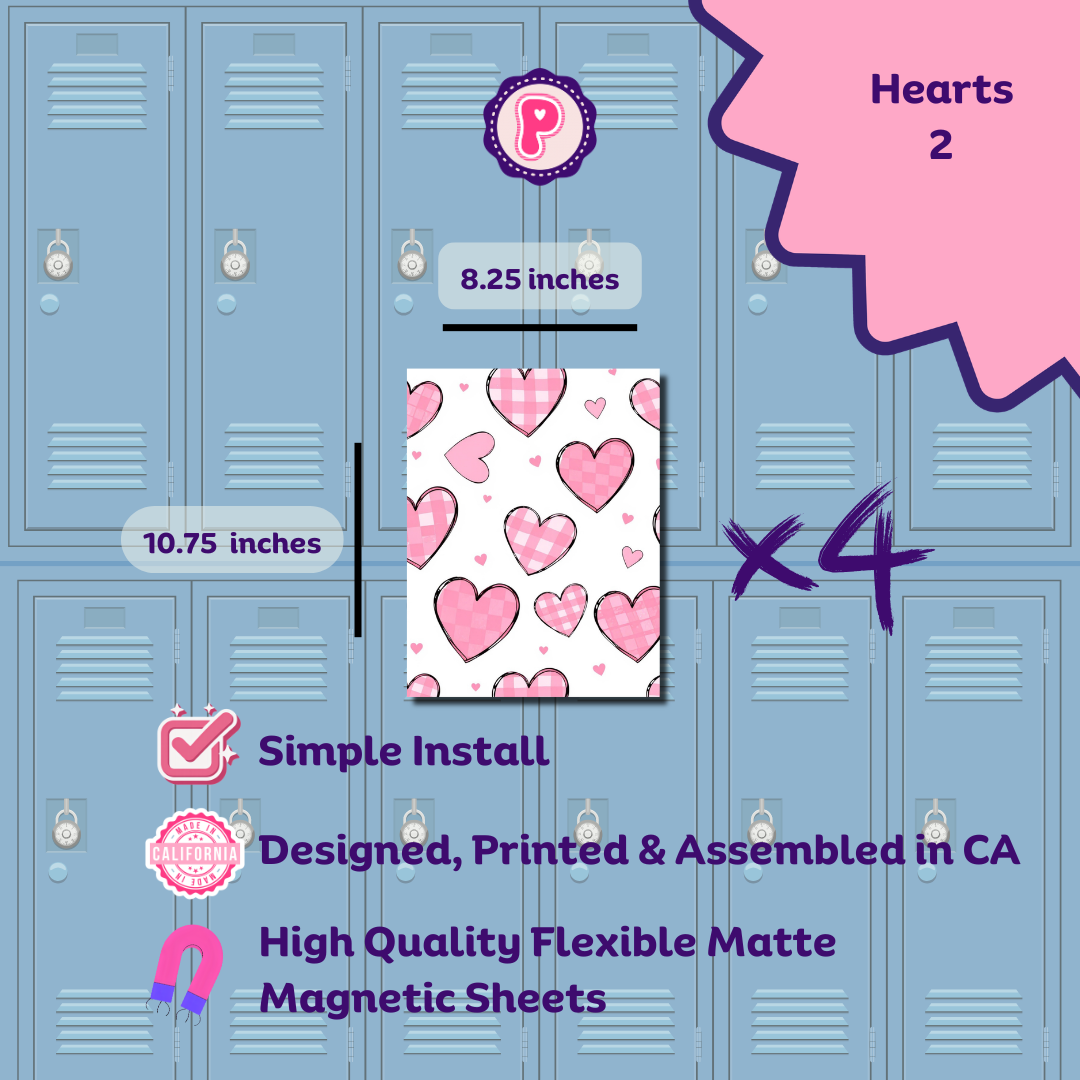 Magnetic Locker Wallpaper - Pink Checks | 4 Sheets