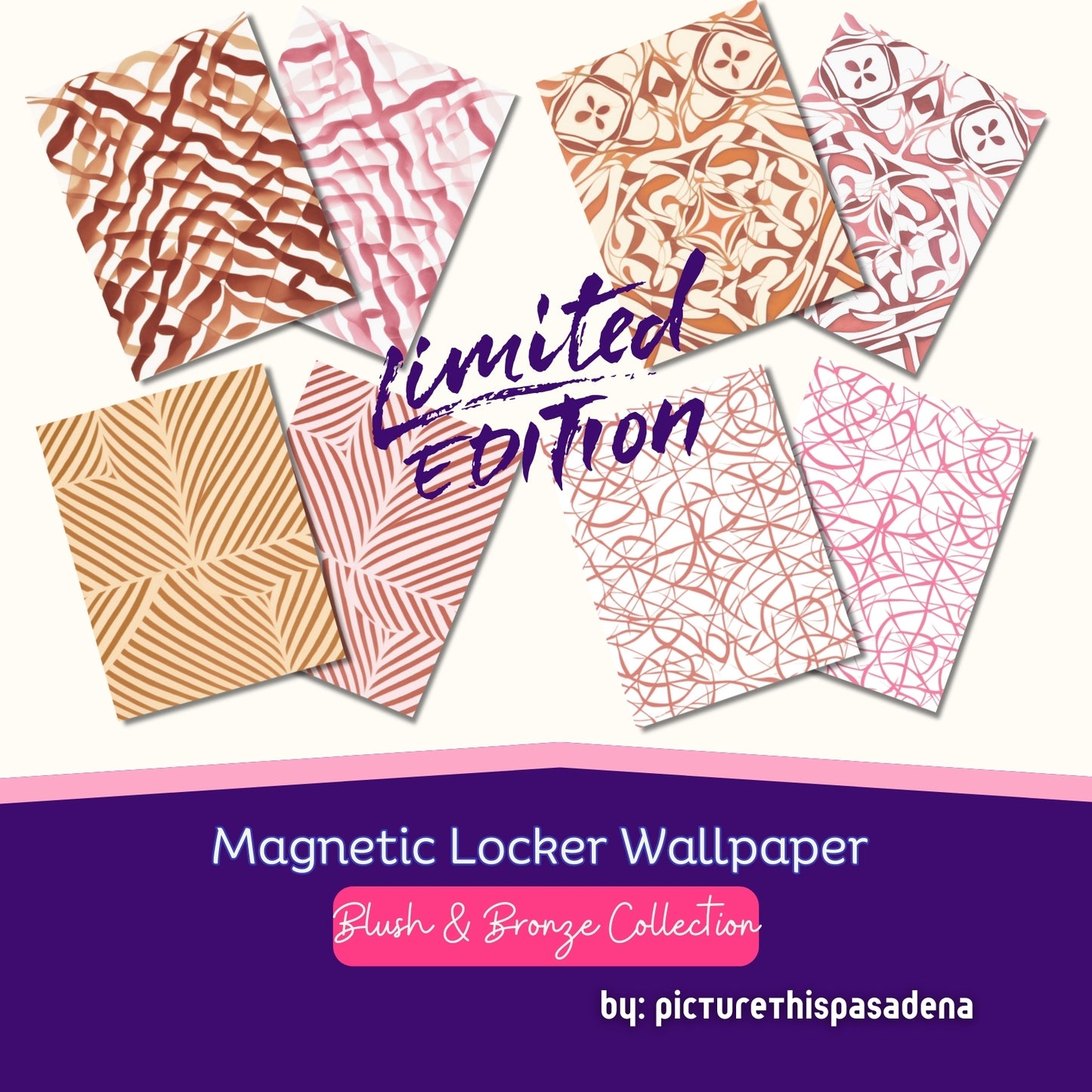 Limited Edition Magnetic Locker Wallpaper Blush & Bronze Collection