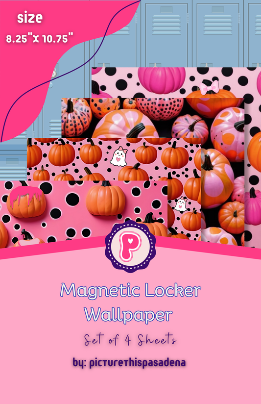 Magnetic Locker Wallpaper - Pink Pumpkins