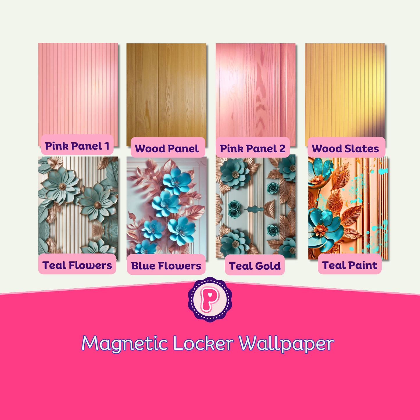 Magnetic Locker Wallpaper - Back-To-School Selection - 24 New Patterns