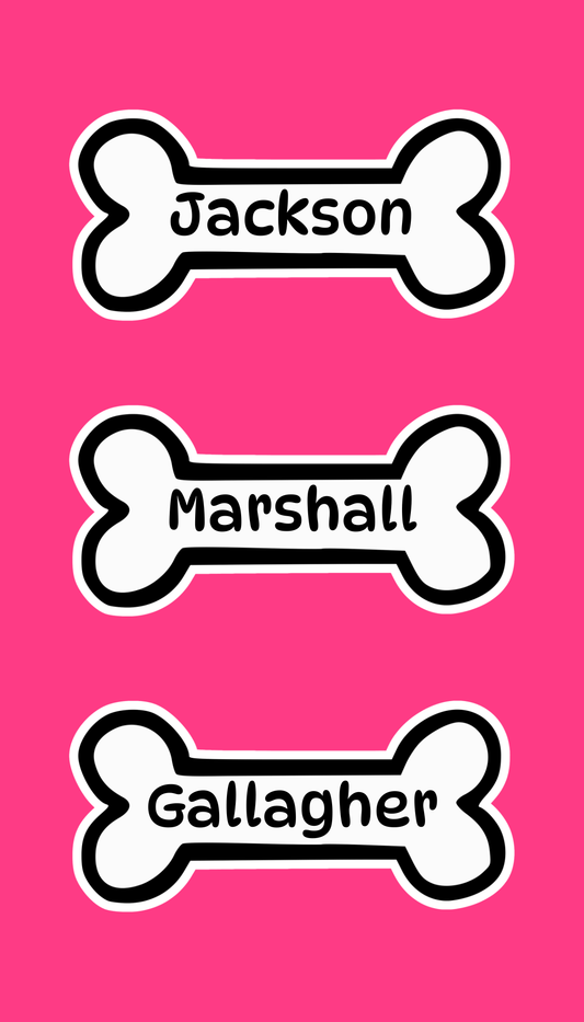 Custom Pet Name Bone Decal