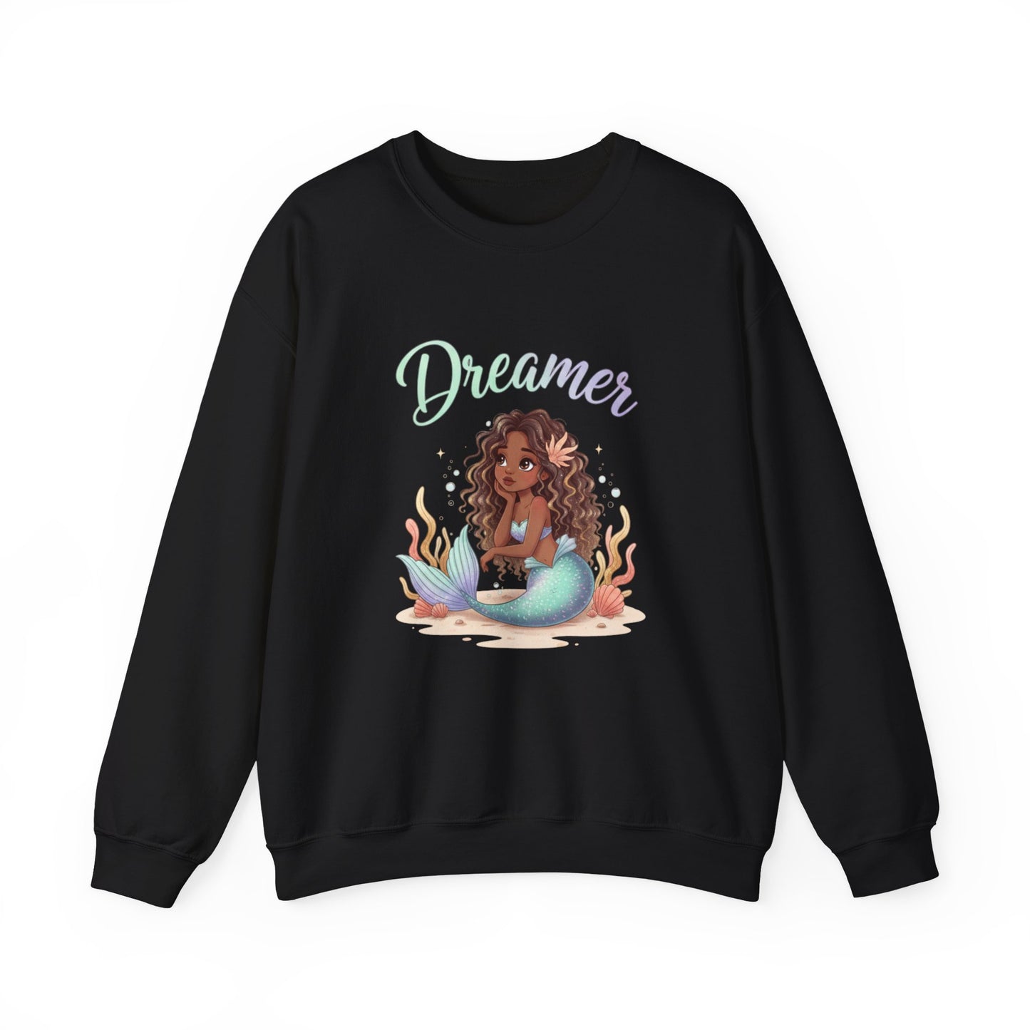 Dreamer Mermaidcore Sweatshirt | iridescent ocean gradient, shell motif