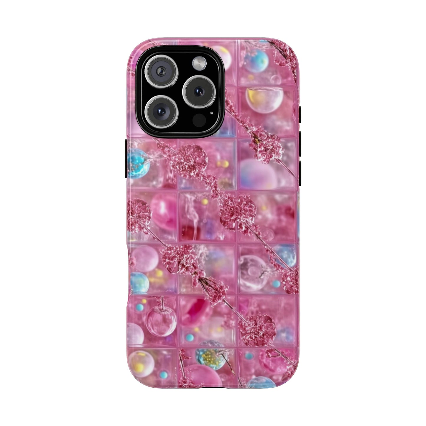 Pink Glitter Bubble Phone Case — Sparkle Protective Tough Case