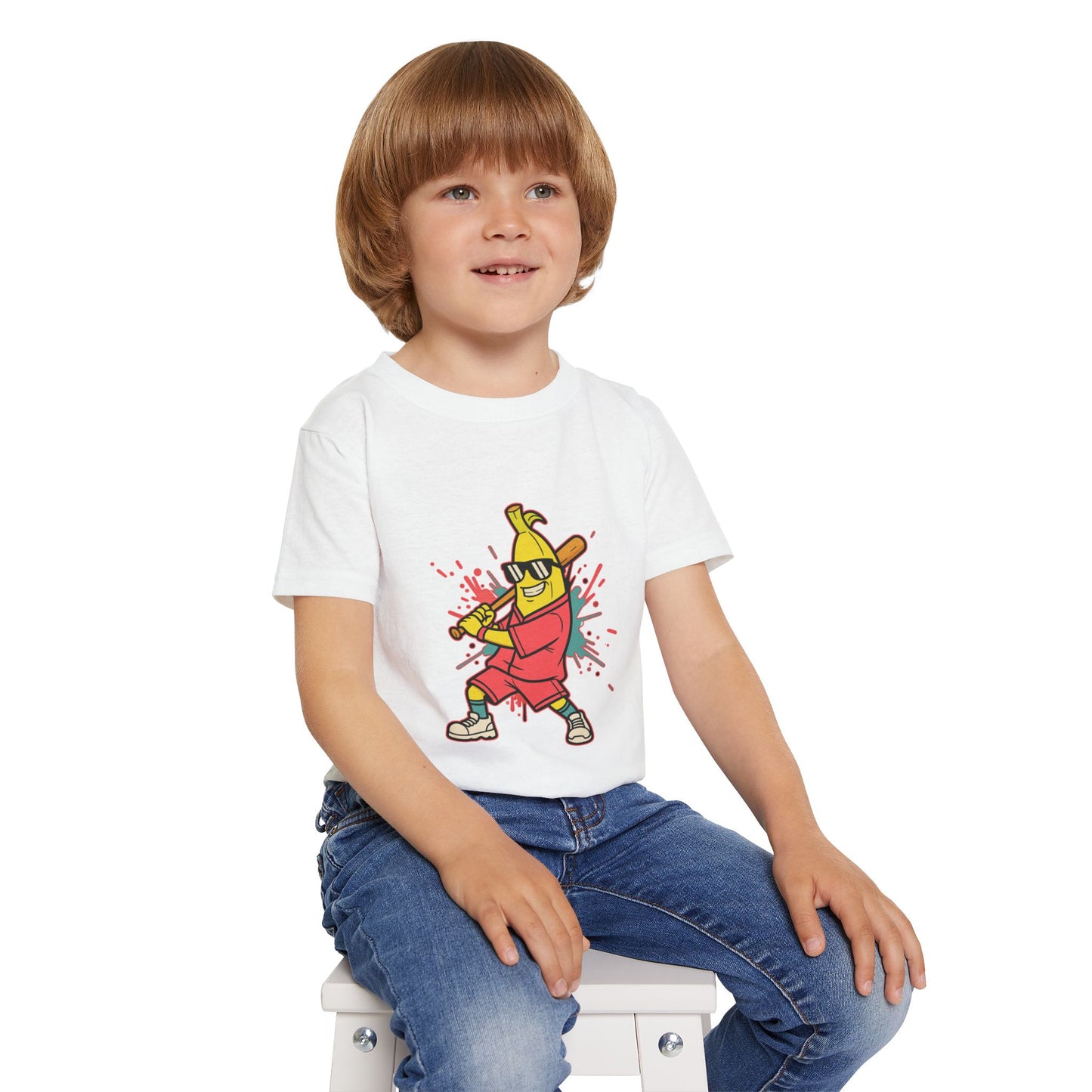 Toddler T‑Shirt — Cool Banana Baseball Player Graphic Tee for Kids