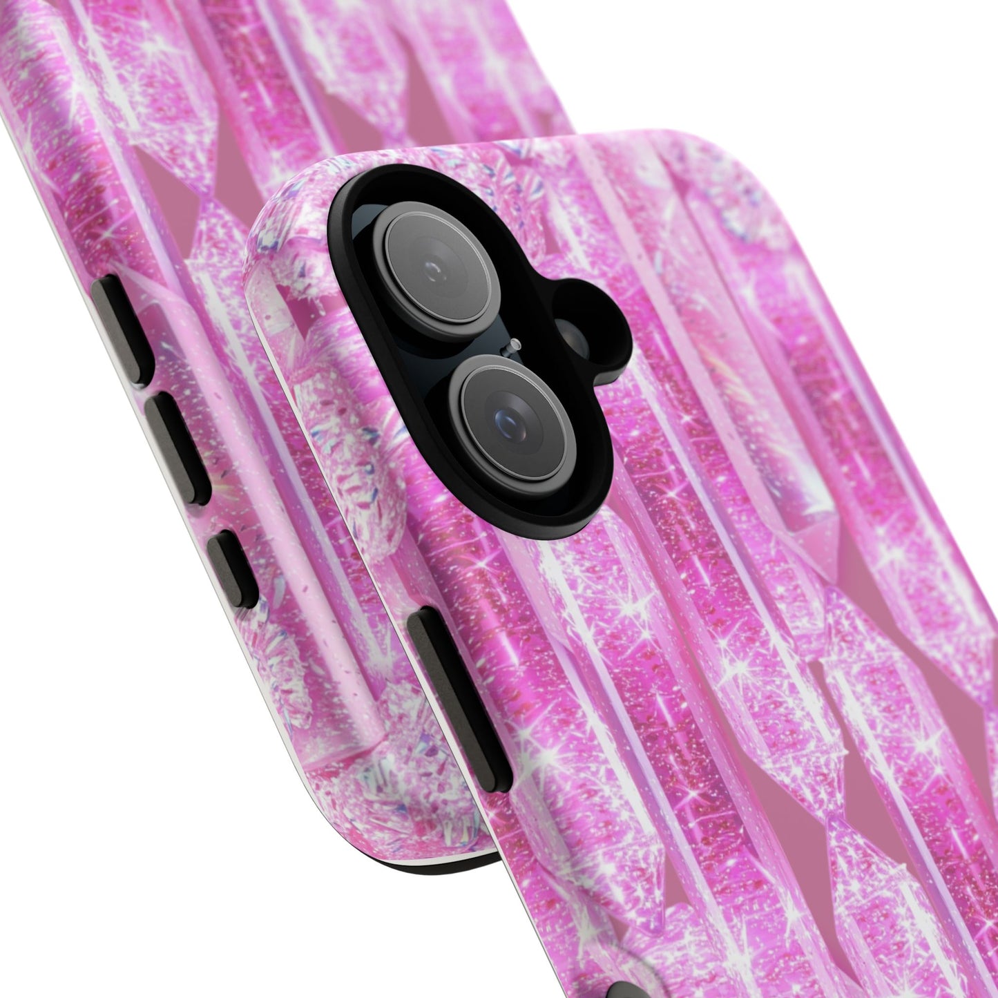 Pink Crystal Pattern Tough Phone Case — Sparkling Gemstone Protective Cover