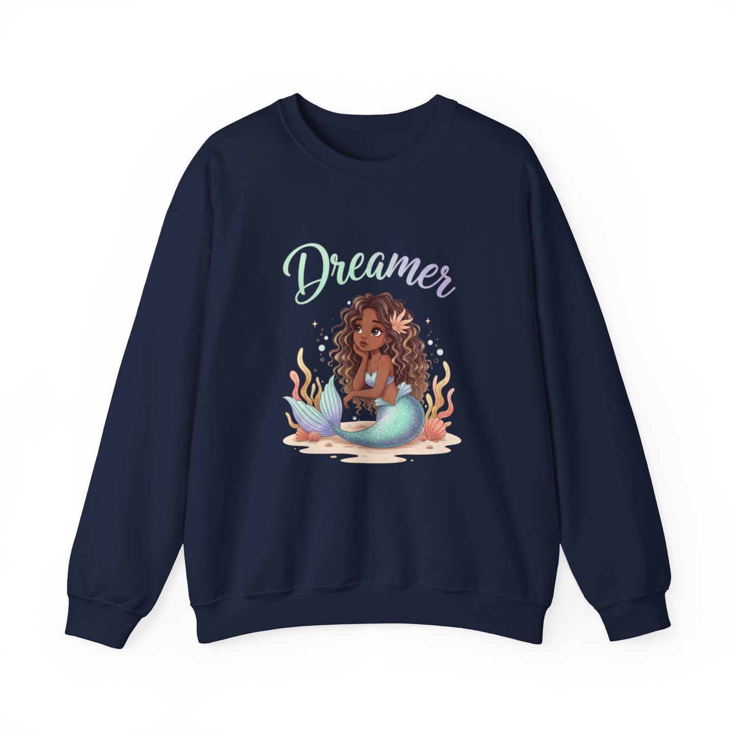 Dreamer Mermaidcore Sweatshirt | iridescent ocean gradient, shell motif
